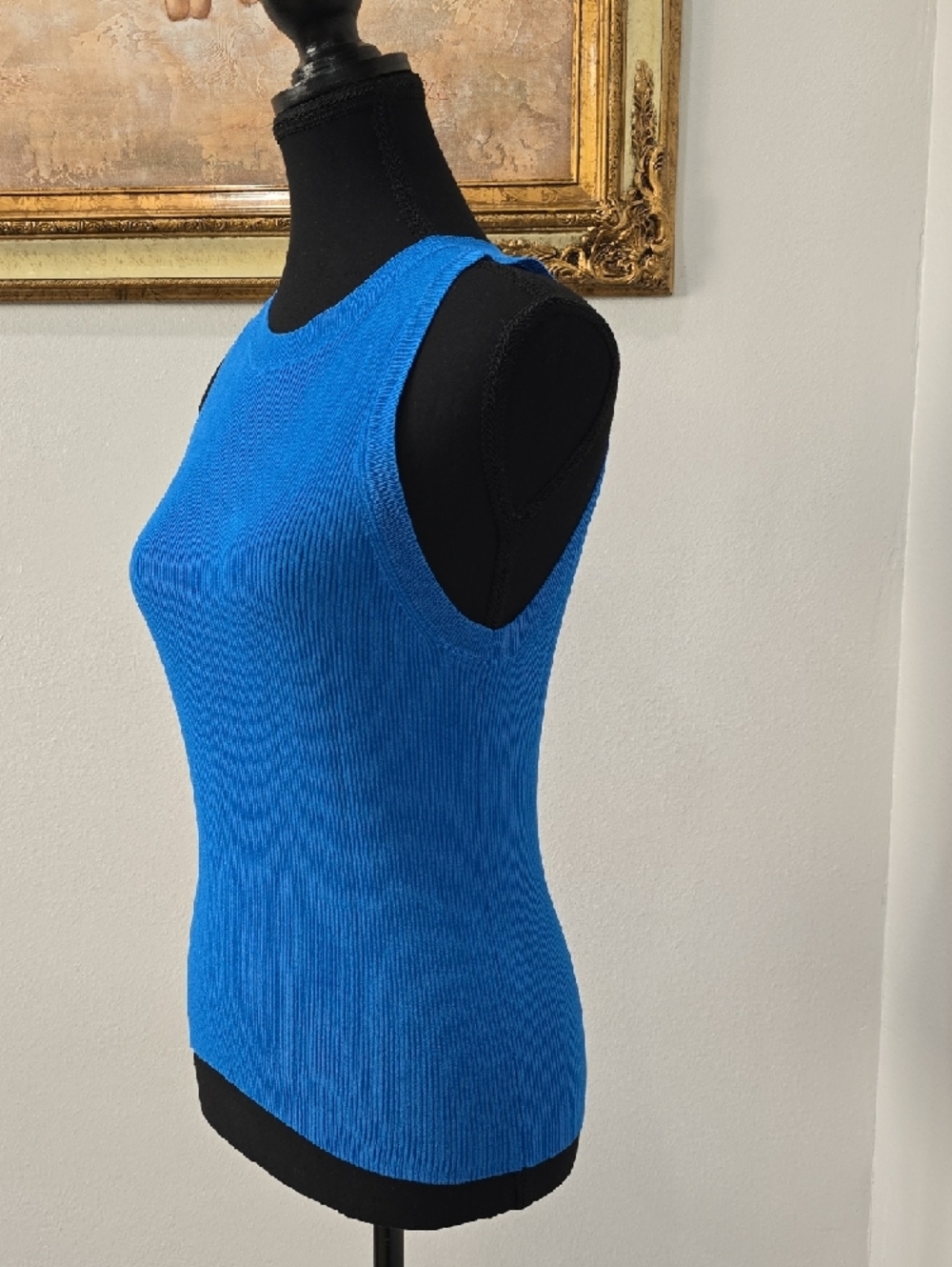 MNG Mango Electric Blue Ribbed Sleeveless Tank Top Size M - Picture 6 of 8